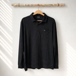 TravisMathew Mens Long Sleeve Polo Shirt Black Chest Pocket Size XL